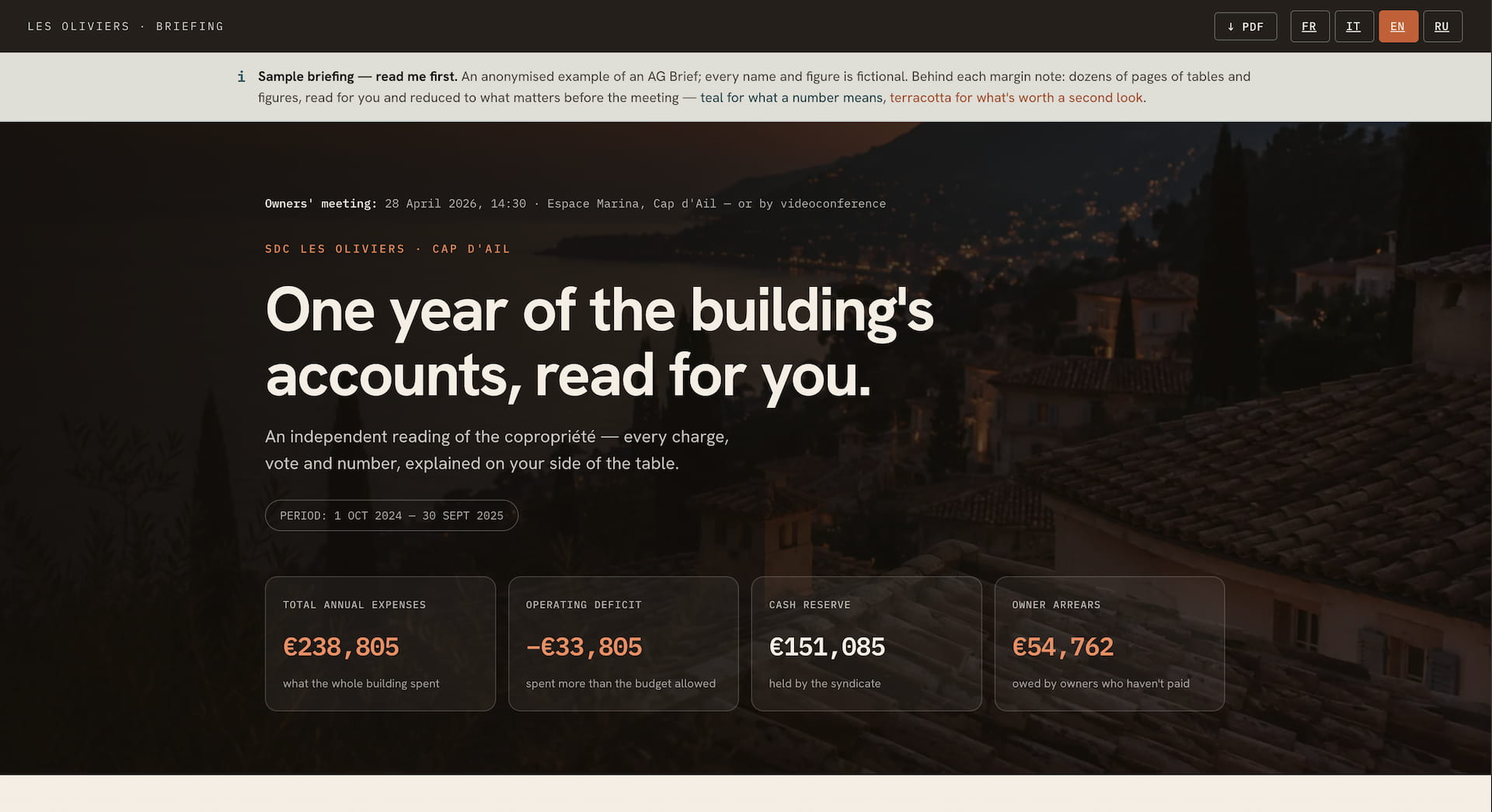 Sample owner-side briefing — demo.pavelseryakov.com